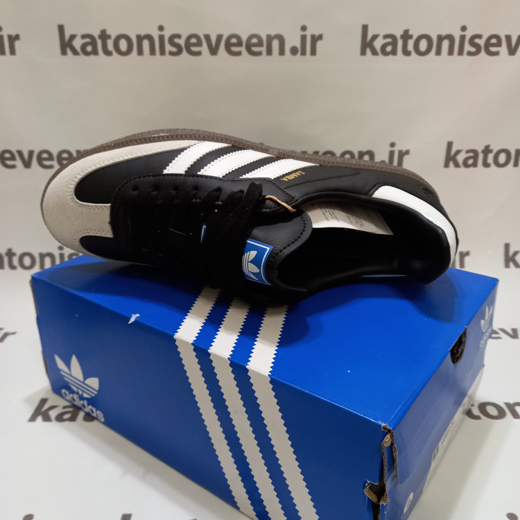 کتونی آدیداس سامبا سفید مشکی طوسی نمای بالا