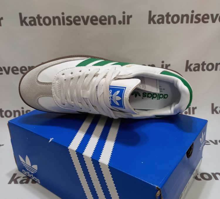 کتونی آدیداس سامبا سفید سبز نمای بالا