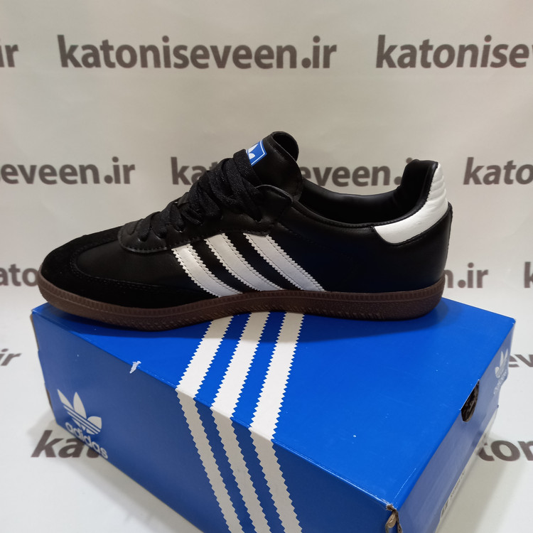 کتونی آدیداس سامبا مشکی سفید نمای کناری داخلی