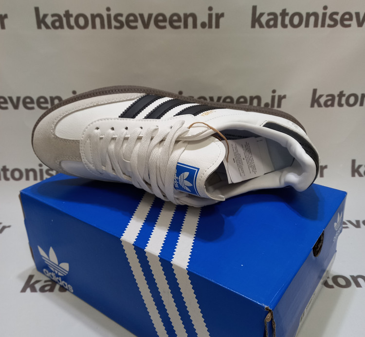 کتونی آدیداس سامبا سفید مشکی نمای بالا