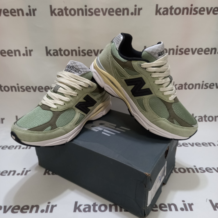 کتونی نیو بالانس 990 زیتونی نمای کلی سایز 40 تا 45 اصلی وارداتی ویتنامی