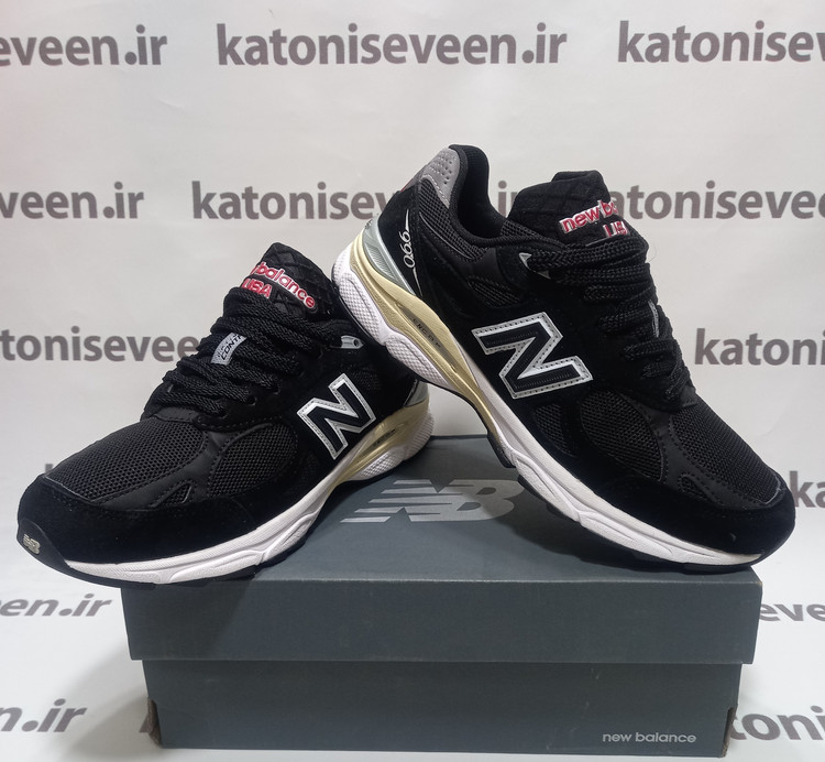 نیو بالانس ۹۹۰ مشکی زیره زرد نمای کلی