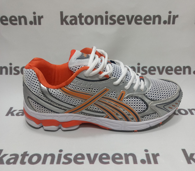 کتونی آسیکس توری سفید نمای کناری بیرونی