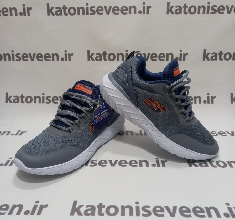 کتونی اسکیچرز راحتی بندار طوسی نمای کلی