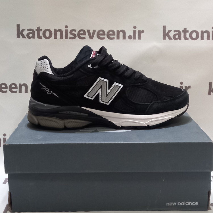 کتونی نیو بالانس 990 مشکی زیره مشکی نمای کناری بیرونی سایز 40 تا 45 اصلی وارداتی ویتنامی