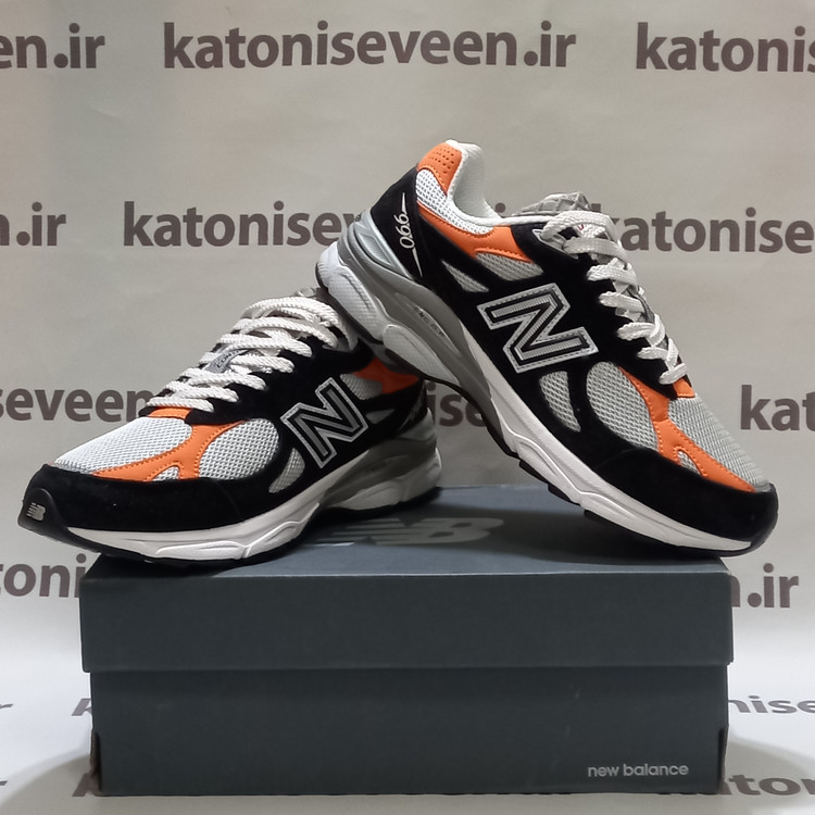 کتونی نیو بالانس ۹۹۰ طوسی نارنجی اصلی ویتنامی با جعبه