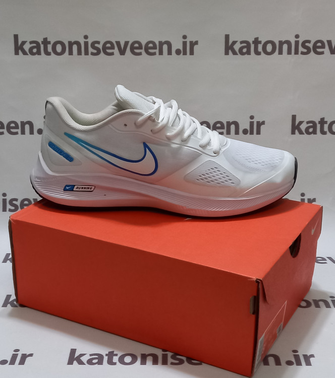 کتونی نایک گاید ۱۰ سفید آبی نمای بیرونی