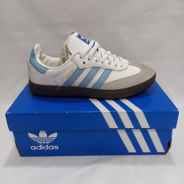 کتونی آدیداس سامبا OG رنگ سفید آبی وارداتی سایزبندی 37 تا 45